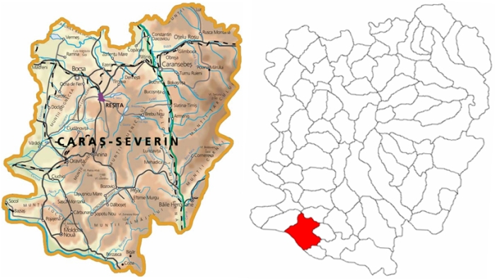 Poziţionarea în judeţ a localităţii Moldova Nouă
